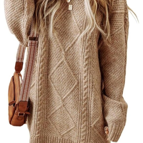 Cable Knit Sweater Dress in Khaki size Medium - Picture 8 of 8